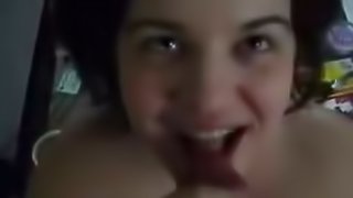 Chubby Gf Gives Blowjob For The First Time On POV Cam
