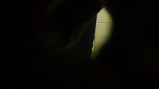 Amateur voyeur records a mature woman pissing in the toilet