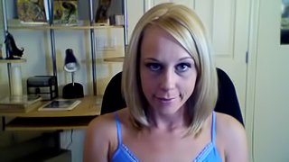 Blonde babe in the office rubbing her cunt on webcam
