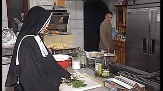 German nun assfucked in kitchen