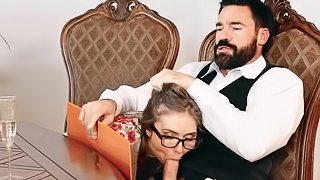 Milf with glasses sucks and fucks like a whore