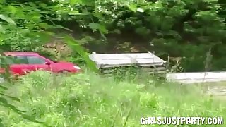 Kristen And Susan Playing outside