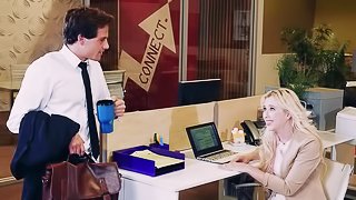 Long hair pornstar in stockings moans when penetrated hardcore in office